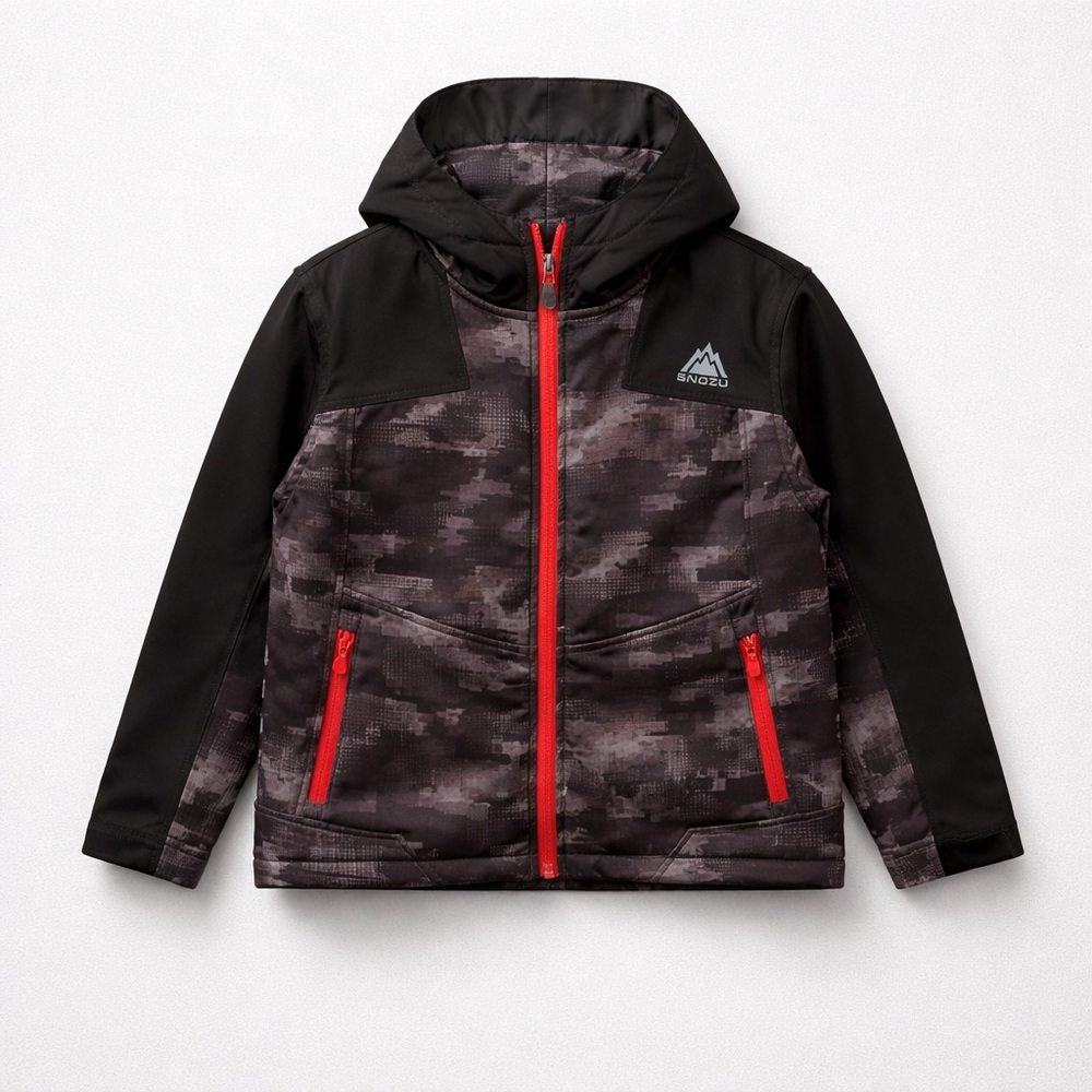 NWT Snozu Boys soft shell Black
dot camo Jacket
Size: XS (Boy)s  XS (5-6)
Kids